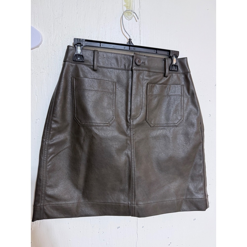 Loft Faux Leather Mini Skirt Brown Size 0 NWT Y2K Wardrobe MVP Chic Rugged